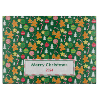 Kerst Gingerbread Patroon met Groet & Jaar Snijplank