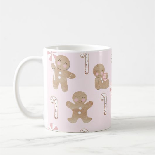 Kerst Gingerbread Roze Mok (Links)