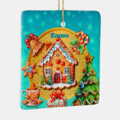Kerst Gingerbread Snoep Huis, en Nieuwjaar Keramisch Ornament (Rechts)