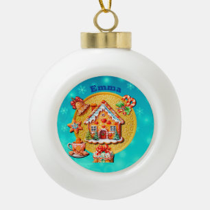 Kerst Gingerbread Snoep Huis, en Nieuwjaar Keramische Bal Ornament