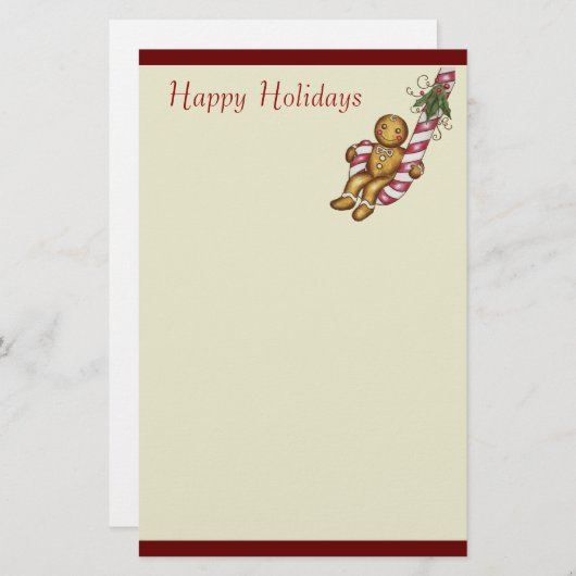 Kerst Gingerbread Stationery Note Paper Briefpapier (Voorkant / Achterkant)