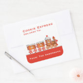 Kerst Gingerbread Train Cookie Express Vierkante Sticker (Envelop)