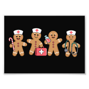 Kerst Gingerbread Verpleegster Team Crew Cadeaus Foto Afdruk
