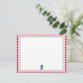 Kerst Gingham chic notitiekaart (Staand voorkant)