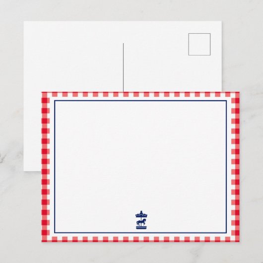 Kerst Gingham chic notitiekaart (Voorkant / Achterkant)