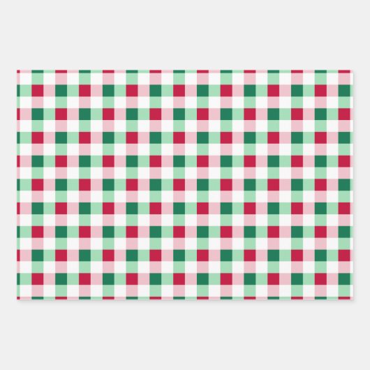 Kerst Gingham - Rood, groen en wit Inpakpapier Vel (Voorkant 3)