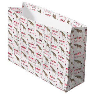 Kerst Giraffe Funny Animal met Santa Hat Groot Cadeauzakje