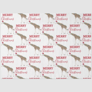 Kerst Giraffe Funny Animal met Santa Hat Tissuepapier