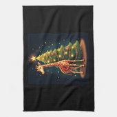 Kerst Giraffe Officiële Boomtopper Funny Tall Theedoek (Verticaal)