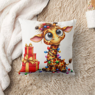 Kerst Giraffe & Panda Reversible Pillow Kussen