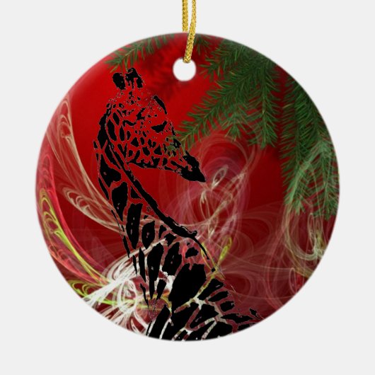Kerst Giraffe ~ Rond Ornament (Voorkant)