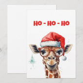 Kerst Giraffe Waterverf Feestdagenkaart (Voorkant / Achterkant)