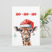 Kerst Giraffe Waterverf Feestdagenkaart (Staand voorkant)