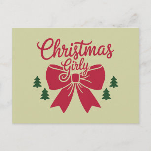 Kerst Girly Tree Bow esthetische cadeau voor haar Briefkaart