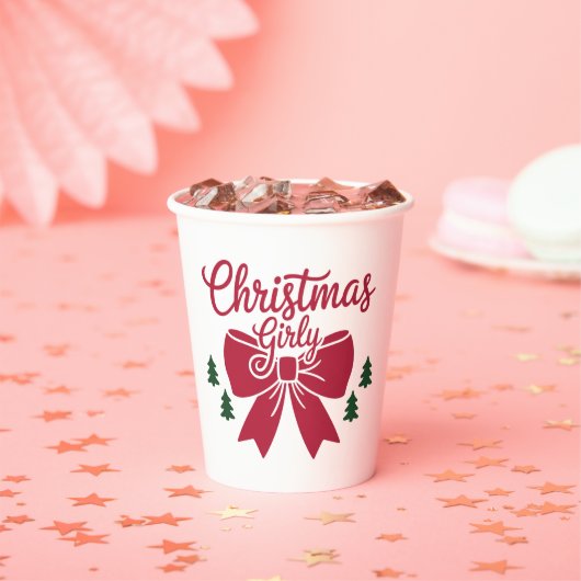 Kerst Girly Tree Bow esthetische cadeau voor haar Papieren Bekers (Insitu)