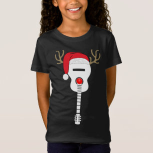 Kerst Gitaar santa hoed rendieren gewei T-shirt
