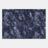 Kerst Glam Sneeuwvlok Patroon Navy Blauwe Zilver Inpakpapier Vel (Voorkant)