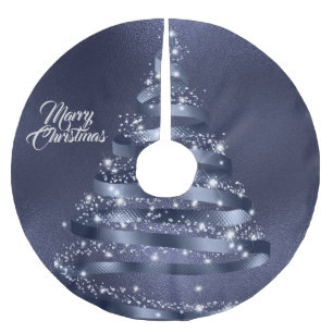 Kerst glanzend blauwe lint boom glans kerstboom rok