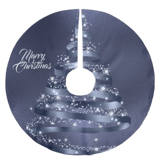 Kerst Glanzende Blauwe Ribbon Tree Sparkle Kerstboom Rok (Voorkant)