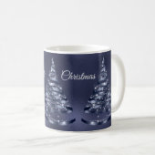 Kerst Glanzende Blauwe Ribbon Tree Sparkle Koffiemok (Voorkant rechts)