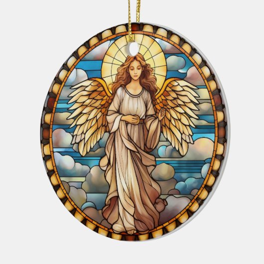 Kerst Glas in lood Angel Keramisch Ornament (Links)