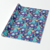 Kerst Glas in lood Bauble Pattern Cadeaupapier (Uitgerold)