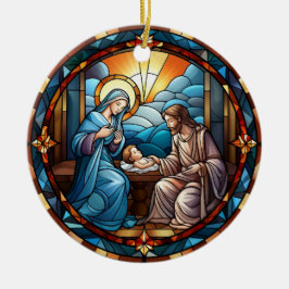 Kerst Glas in lood Geboorte Scène Keramisch Ornament