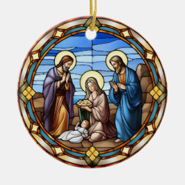 Kerst Glas in lood Geboorte Scène Keramisch Ornament