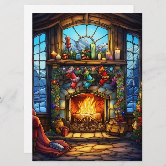 Kerst Glas in lood Kaart (Voorkant / Achterkant)