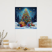 Kerst Glas in lood Poster (Keuken)
