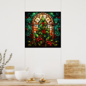 Kerst Glas in lood Poster (Keuken)