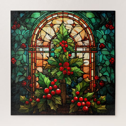 Kerst Glas in lood puzzel (Verticaal)