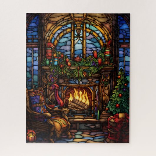 Kerst Glas in lood puzzel Legpuzzel (Verticaal)