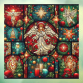 Kerst Glas in lood venster Cling Raamsticker (Vel 3)