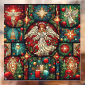 Kerst Glas in lood venster Cling Raamsticker (Vel 2)