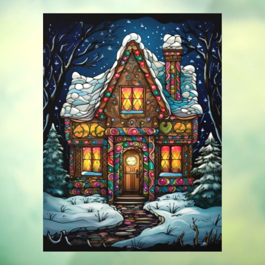 Kerst Glas in lood venster Cling Raamsticker (Vel 3)