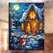 Kerst Glas in lood venster Cling Raamsticker (Vel 2)