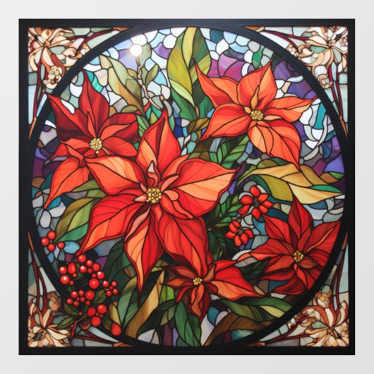 Kerst Glas in lood venster Cling Raamsticker (Vel)