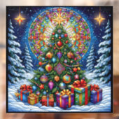 Kerst Glas in lood venster Cling Raamsticker (Vel 2)