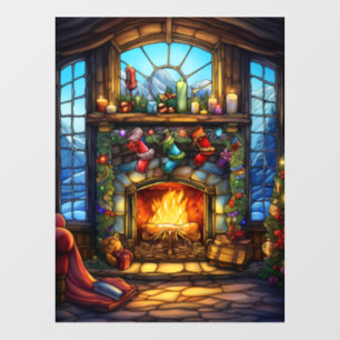 Kerst Glas in lood venster Cling Raamsticker