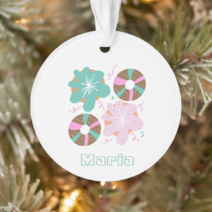 Kerst glasdonuts roze Doodles   Ornament