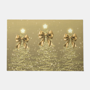 Kerst glinsterende bomen goud namaak lint  deurmat
