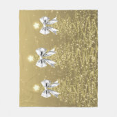 Kerst glinsterende bomen goud namaak zilveren boog fleece deken (Voorkant)