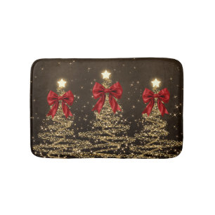 Kerst glinsterende bomen rood goud namaak lint badmat