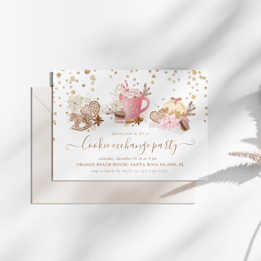 Kerst Glitter Cookie Exchange Party Kaart