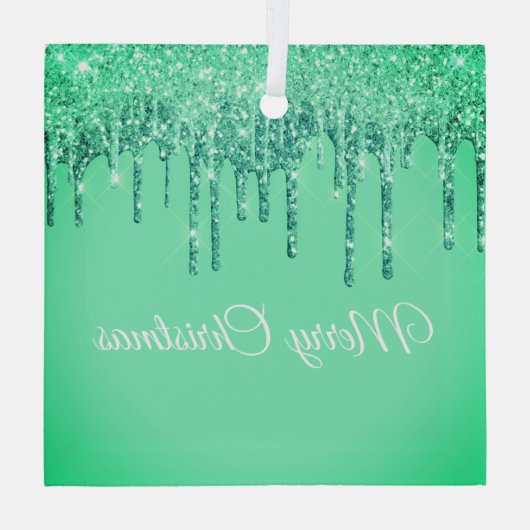 Kerst Glitter Drip Vrolijk Kerstglas Ornam Glas Ornament (Achterkant)