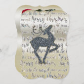 Kerst Glitter RENDIER Foto Vakantie Kaart (Voorkant / Achterkant)