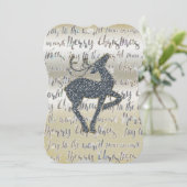 Kerst Glitter RENDIER Foto Vakantie Kaart (Staand voorkant)