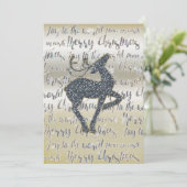 Kerst Glitter RENDIER Kerst Uitnodiging (Staand voorkant)