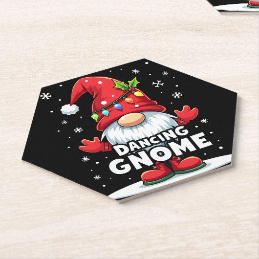 Kerst Gnome Dancing Gnome Familie Kerst (7) Kartonnen Onderzetters (Schuin)